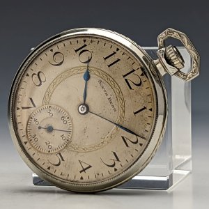 1923年 アンティーク 動作良好 米国サウスベンド 機械式 アールデコ 金張りケース 懐中時計