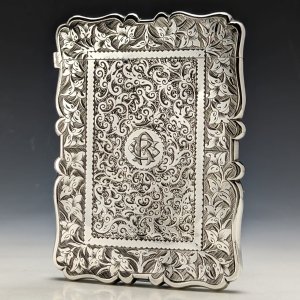 1877年 英国アンティーク 純銀カードケース 62g Frederick William Bauer