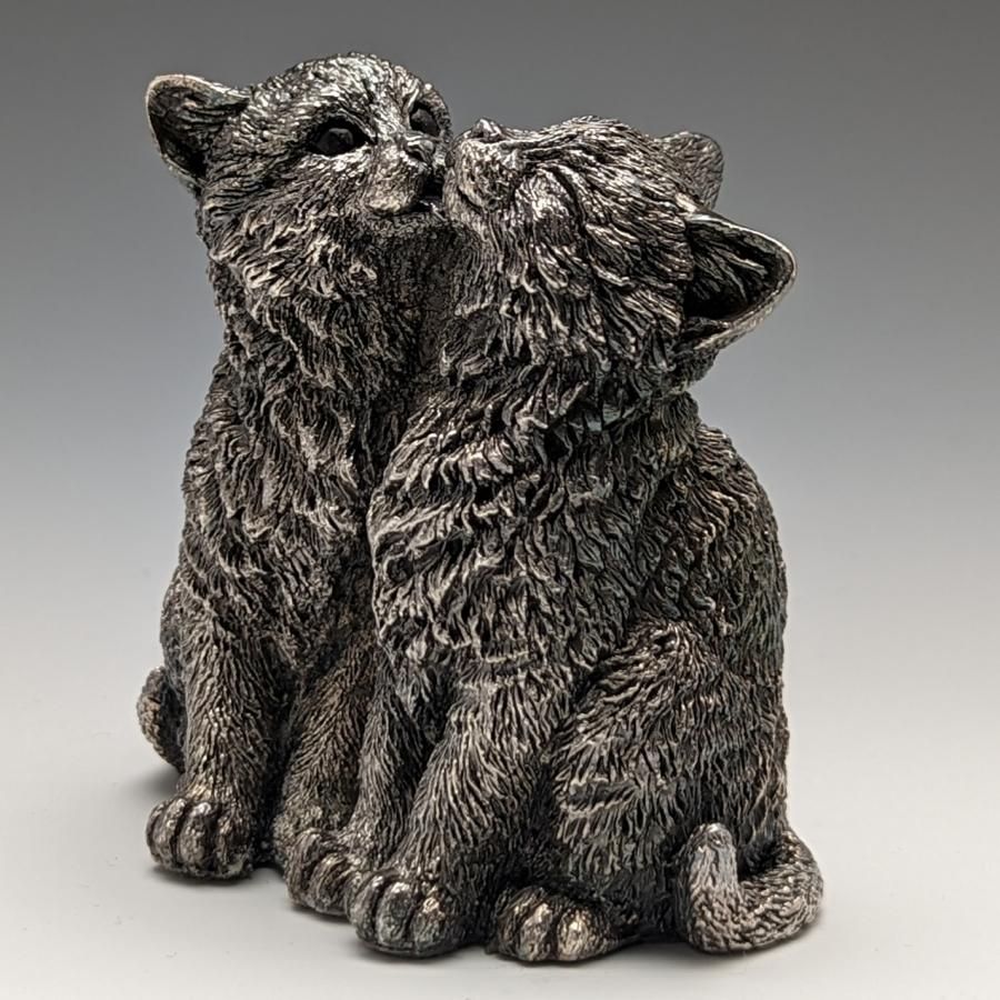 人気商品!! カントリーアーティスト スターリングシルバー2匹の子 猫