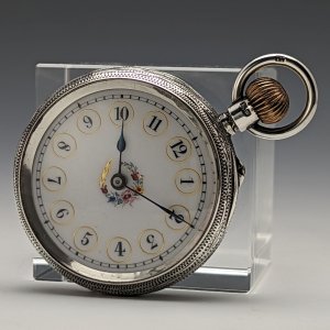1887年頃 アンティーク レディース懐中時計 細密彫刻 銀側ケース 整備済