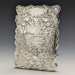 1857年 英国アンティーク  純銀製カードケース 60g Alfred Taylor