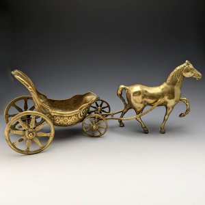 英国ヴィンテージ 真鍮製 馬と馬車 オブジェ 1075g