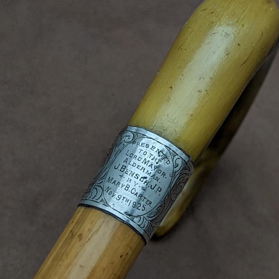 1923年 英国アンティーク 紳士用アンブレラ ホーンハンドル 直径105cm