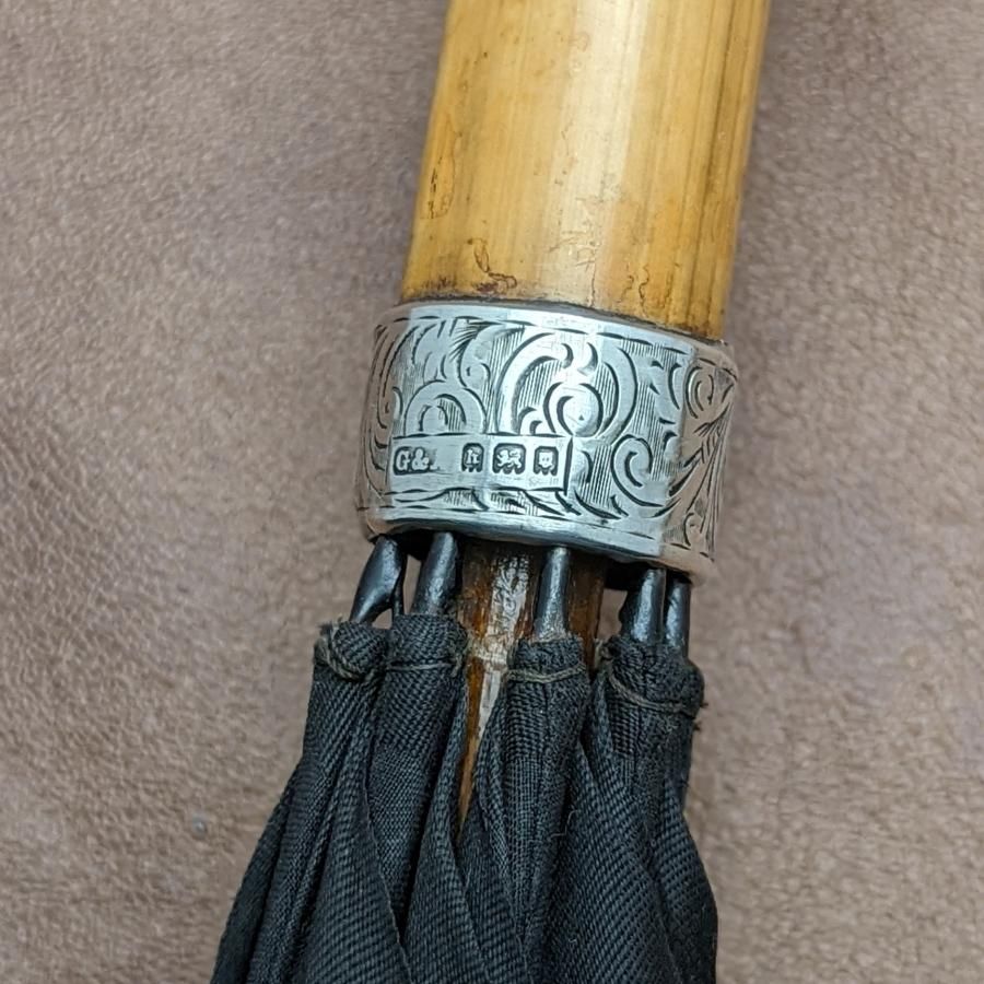 1923年 英国アンティーク 紳士用アンブレラ ホーンハンドル 直径105cm