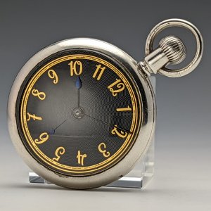 【整備済】英国アンティーク Lancashire Watch Co 懐中時計 銀側ケース ブラックダイヤル