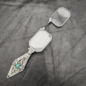 アンティーク 携帯用折りたたみ式眼鏡 マルカサイト装飾 ロニエット