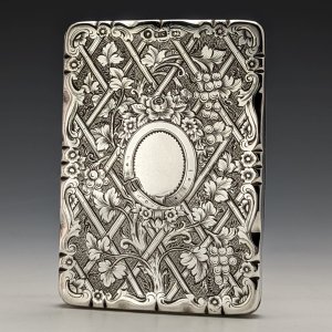 1861年 英国アンティーク 純銀製 メモ帳型カードケース James Collins