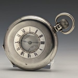 1925年 英国ブラビントンズ 懐中時計 純銀ハーフハンター 整備済 動作良好