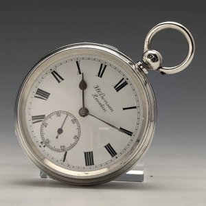 1898年 英国アンティーク ベンソン LUDGATE 銀側 鍵巻き懐中時計 動作良好