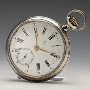 1910年頃 アンティーク オメガ 懐中時計 シルバープレートケース 動作良好
