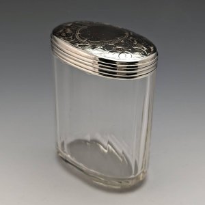 1899年 英国アンティーク 純銀蓋 ガラスボトル William Harrison Walter