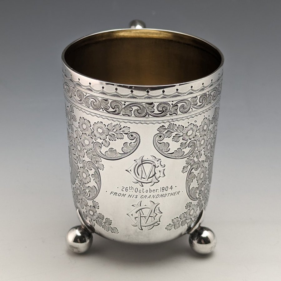 1903年 英国アンティーク 純銀＆カットグラス ピッチャー ジャグ Mappin  Webb
