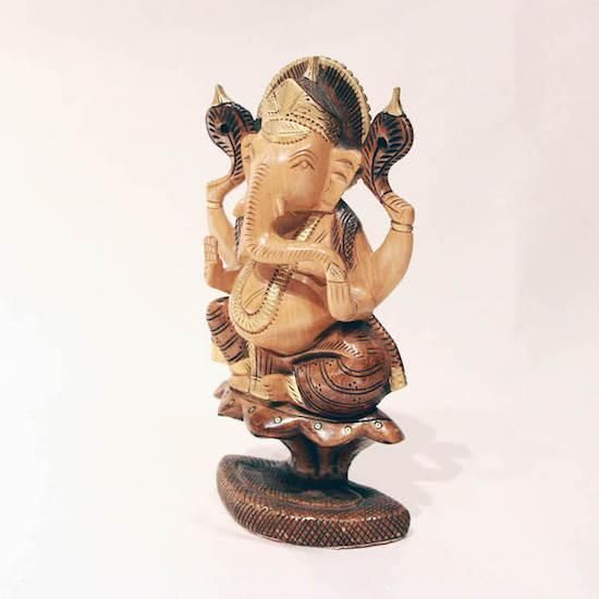 インドの神様 ガネーシャの木製置物｜高級インド雑貨カオス