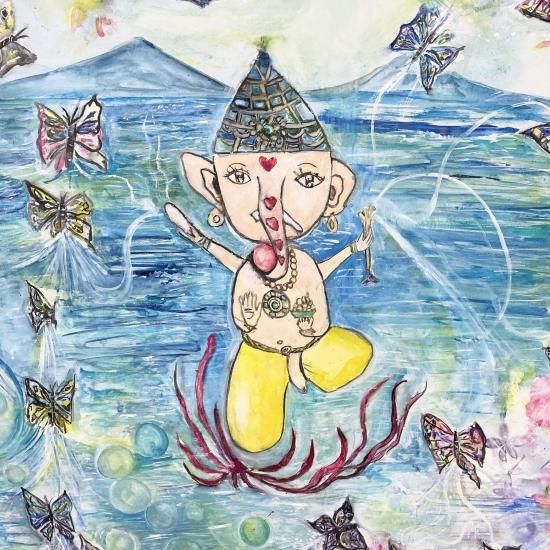 【風水画】踊るガネーシャ 夢を叶えるガネーシャ 幸せの 開運•風水ヒーリング 開運絵画