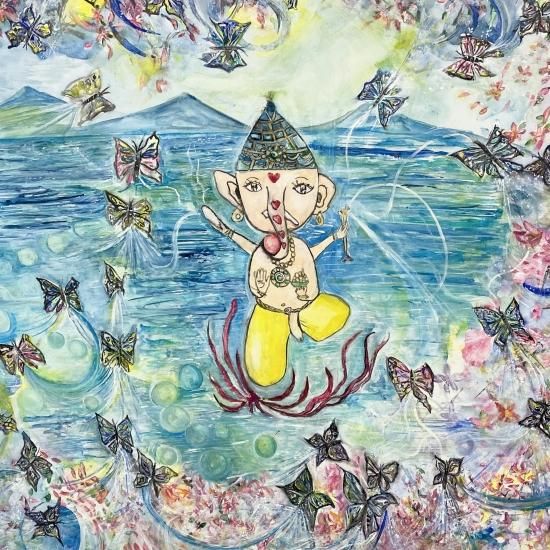 夢を叶える！」ガネーシャアート「バタフライガネーシャ」｜高級インド
