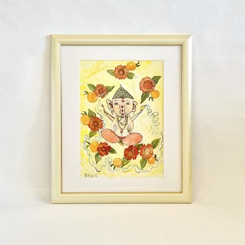 ガネーシャ　油画 Amazon.co.jp: ヒンドゥー教 Ganesha 象頭の神 インドの神々