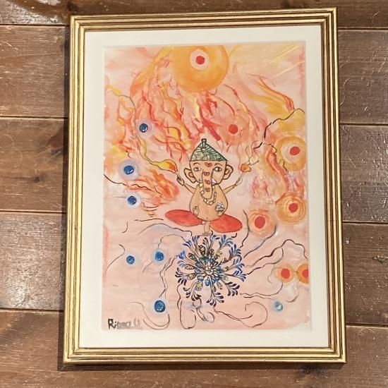 1点物！夢を叶えるガネーシャアート 線画 インド アンティーク 1点物！夢を叶えるガネーシャアート 線画 インド アンティーク
