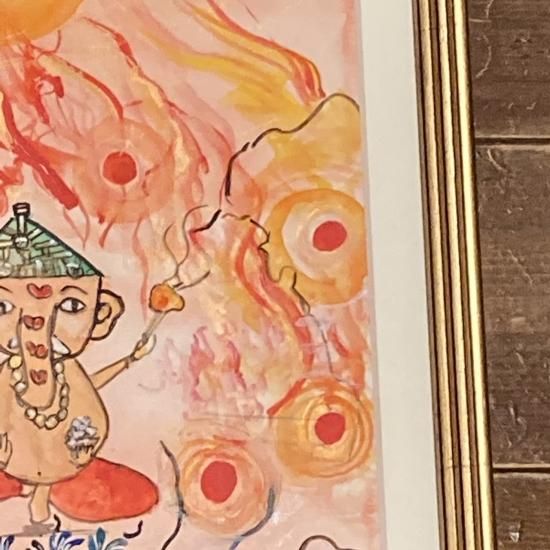 1点物！夢を叶えるガネーシャアート 線画 インド アンティーク 1点物！夢を叶えるガネーシャアート 線画 インド アンティーク