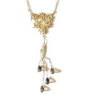 deep sea coral  necklace gold