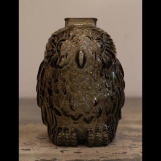VINTAGE GLASS WISE OLD OWL BANK CLEAR BLACK�