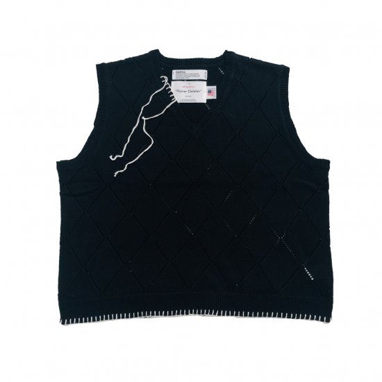 Blanket Embroidery Argyle Knit Vest - Lieu