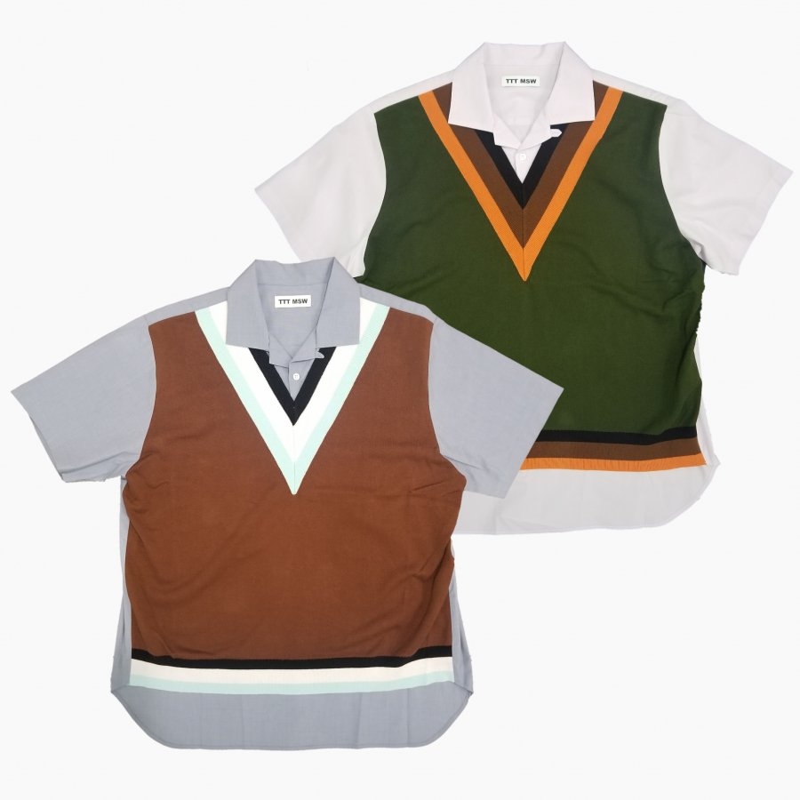 Knit vest docking shirt - Lieu