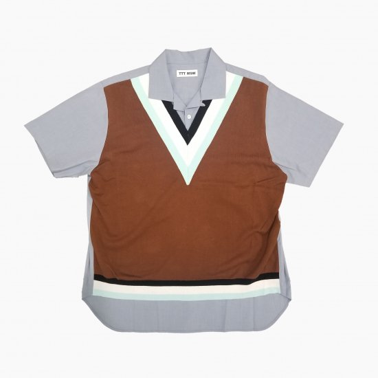 Knit vest docking shirt - Lieu