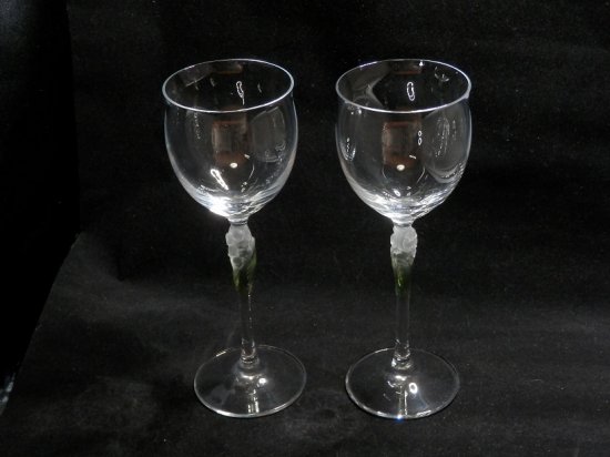 オシャレトロ HOYAクリスタルガラスのワイングラス2個セット - 淡竹89