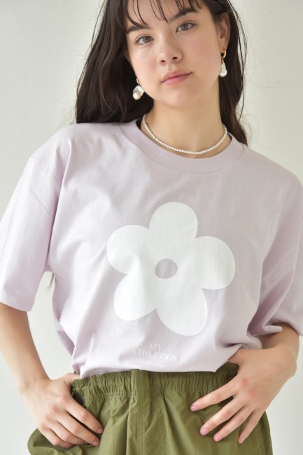Flower Drop Box Tee Shirts - Pale Purple