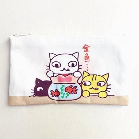 いろいろ帆布ペンケース ねこと金魚