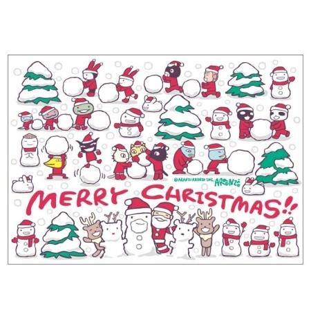 クリスマスポストカード みんな雪だるま - ARANZINET ONLINESHOP