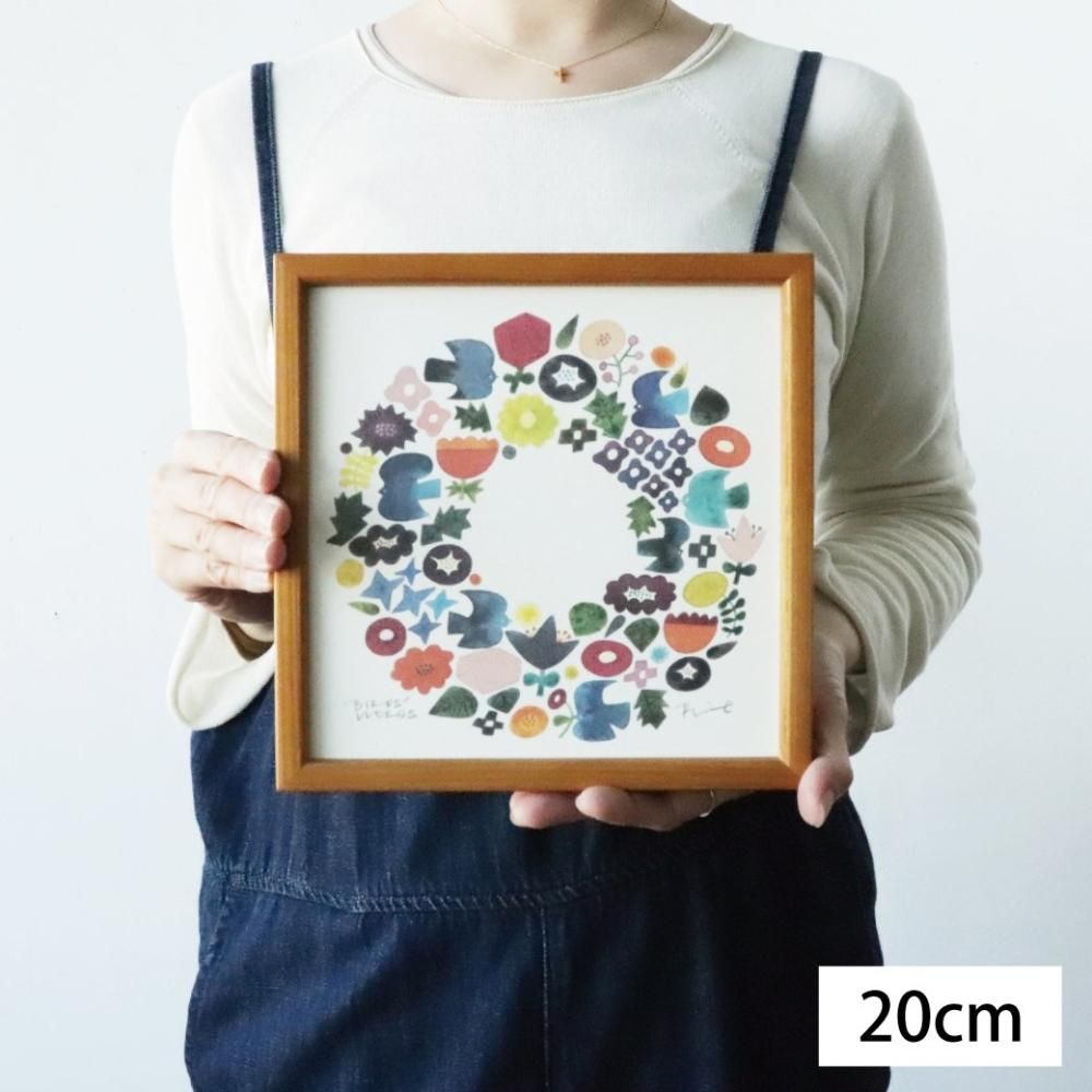 バーズワーズ/シルクスクリーン20cm/WREATH/グレー/イエロー バーズワーズ/シルクスクリーン20cm/WREATH/グレー/イエロー
