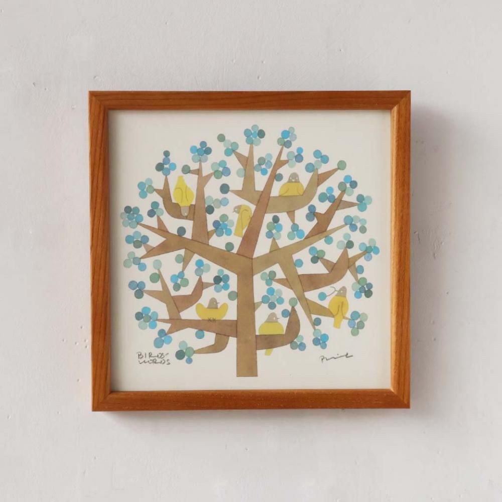 Antique Tree of Life Painting With Songbirds - Vintage Birds