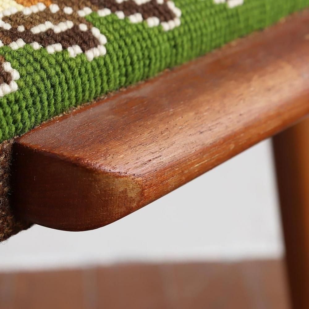 スツール　ビンテージ　デンマーク　３本足 北欧ビンテージ家具／デンマーク製／3本脚スツールチーク×スチール