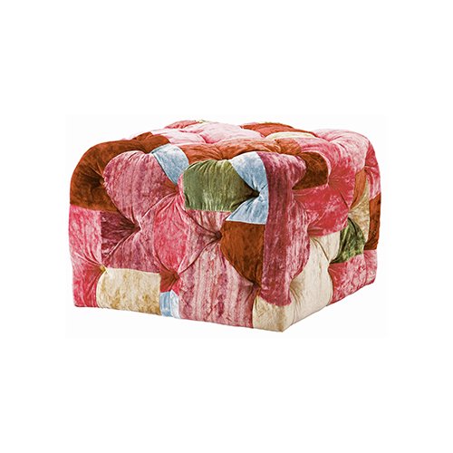 HALOBENSINGTON SMALL SQUARE FOOTSTOOL /VELVET PATCHWORK BOHEM