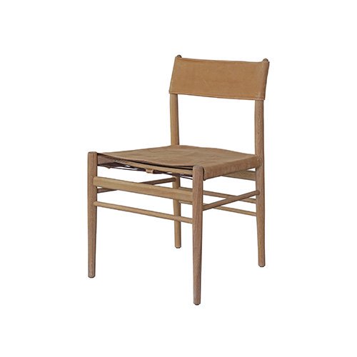 SQUARE ROOTSSLUNG CHAIR RAW OAK/BROWN LEATHER