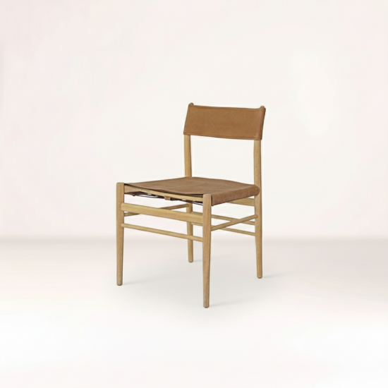 SQUARE ROOTSSLUNG CHAIR RAW OAK/BROWN LEATHER