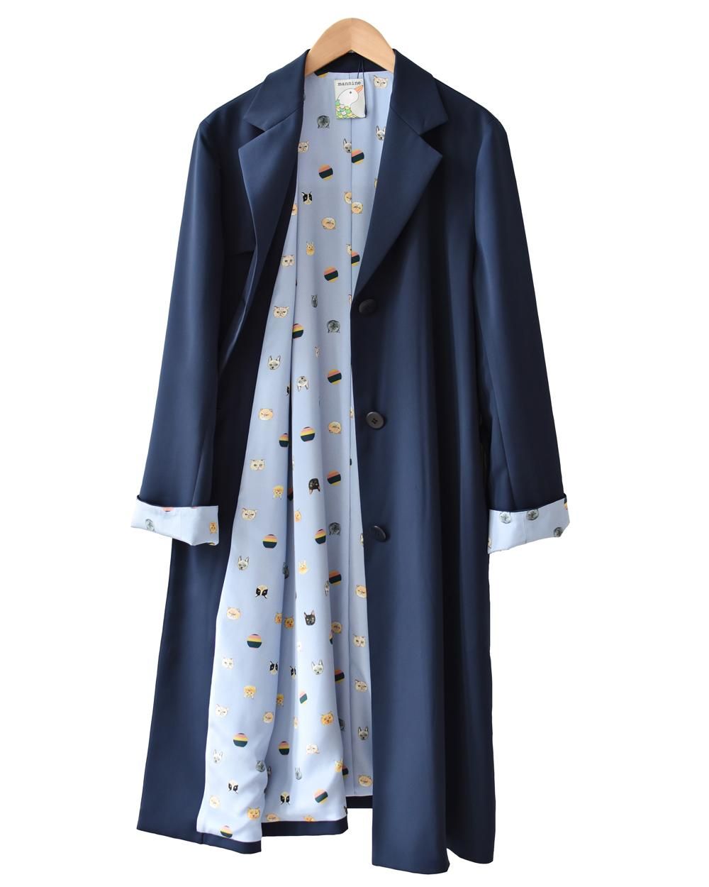 mannine マンナイン 黒コート ネコ