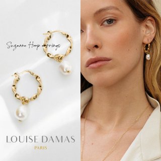 <img class='new_mark_img1' src='https://img.shop-pro.jp/img/new/icons29.gif' style='border:none;display:inline;margin:0px;padding:0px;width:auto;' />【10％OFF!】LOUISE DAMAS(ルイーズダマス) ゴールド Suzanne パール フープ ピアス