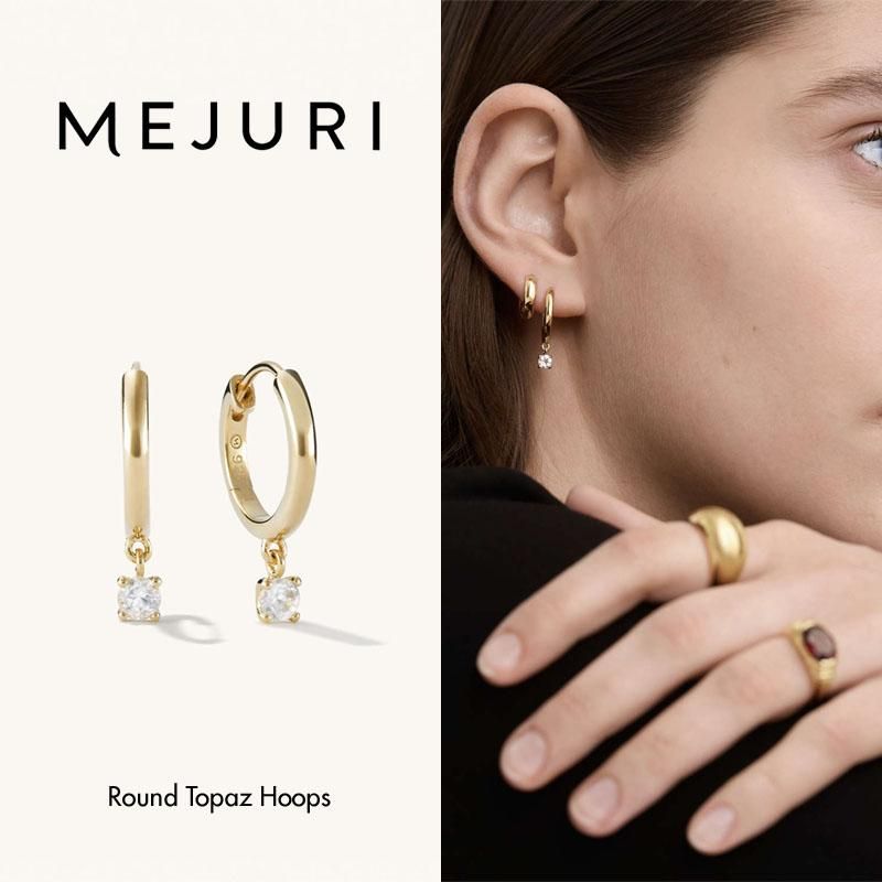 MEJURI★Round Topaz Hoops ラウンドトパーズフープピアス Gold MEJURI☆Round Topaz Hoops ラウンドトパーズフープピアス Gold
