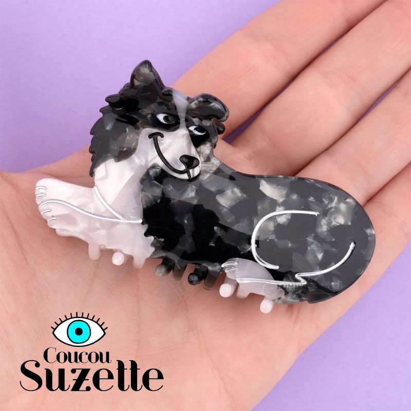 すぐ届く☆Coucou Suzette(ククシュゼット) Border Collie ボーダーコリー 犬 ヘアクリップ