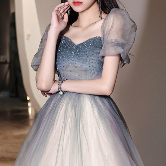 ドレス 優しい グラデーション オーガンジー プリンセスライン ロング丈 スパンコール 輝き 非日常感 とっておき 結婚式 二次会 お呼ばれ - 全商品送料無料♪ EDIITA エディータ