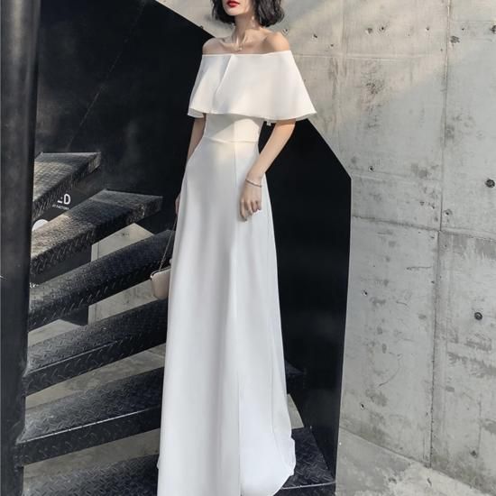 ドレス ロングドレス 艶感 オフショルダー ワンショルダー 2WAY ドレス ロングドレス 艶感 オフショルダー ワンショルダー 2WAY