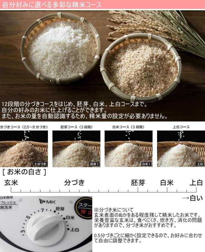 家庭用小型精米機 新型COPON 2合用 ホワイト （SMH-201W）割れ米