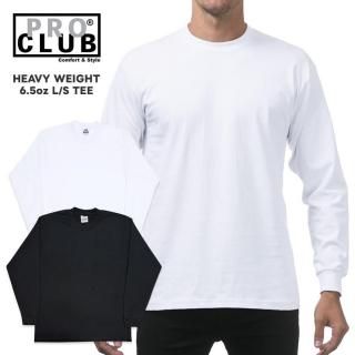 PRO CLUB PLAIN LONG SLEEVE T HEAVY WEIGHT 6.5oz إӡȡBLACK/WHITE