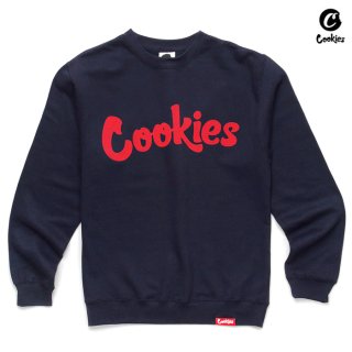 ̵COOKIES ORIGINAL LOGO CREWNECK SWEATNAVYRED