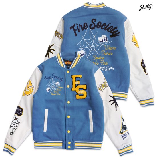 【SALE★30%OFF★送料無料】RUNTZ × THE FIRE SOCIETY VARSITY JACKET【LIGHT BLUE】 -  INDOOR CLASS OFFICIAL ONLINE STORE