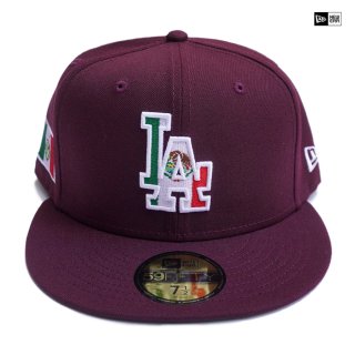 ̵NEW ERA 59FIFTY CAP MLB LOS ANGELES DODGERS MEXICO FLAGMAROON