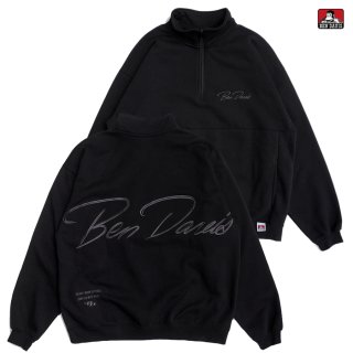 ̵BEN DAVIS BIG SCRIPT HALF ZIP SWEATBLACK