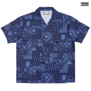 ̵VERSION COUTURE PAISLEY S/S OPEN SHIRTSNAVY